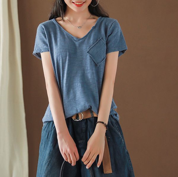 summer t-shirt women loose retro casual pullovers new v-neck short sleeve brierf cute female 2020 t-shirt mori girl, White
summer t-shirt women loose retro casual pullovers new v-neck short sleeve brierf cute female 2020 t-shirt mori girl, White