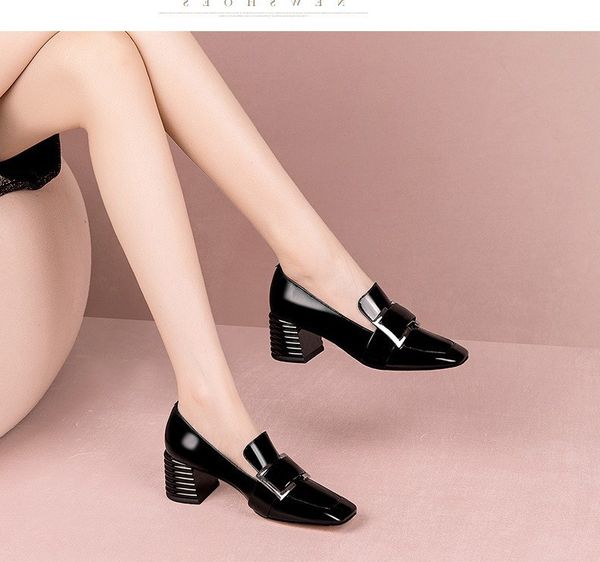 2020 autumn new chunky square head deep-mouth thin shoes leather fashion comfortable semi-high heeled women's shoes, Black
2020 autumn new chunky square head deep-mouth thin shoes leather fashion comfortable semi-high heeled women's shoes, Black