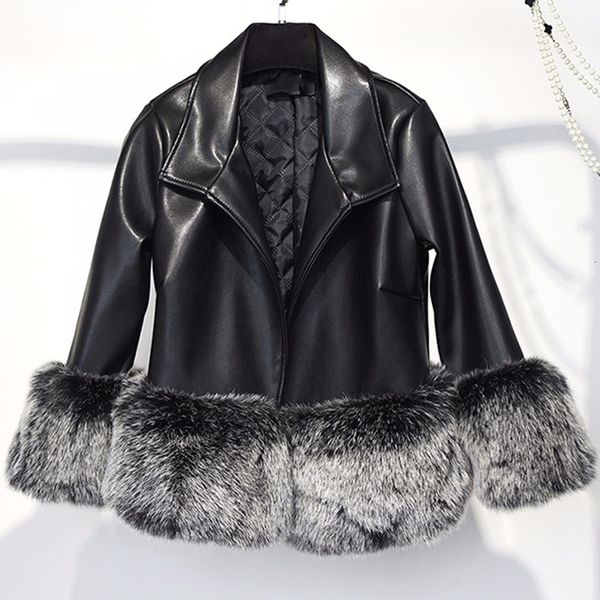 women's fur & faux chicever patchwork pu leather jackets women long sleeve short jacket female fashion clothes winter 2021 tide, Black
women's fur & faux chicever patchwork pu leather jackets women long sleeve short jacket female fashion clothes winter 2021 tide, Black