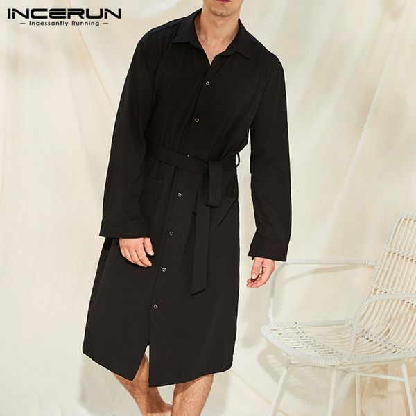 2020 fashion men robes solid long sleeve lapel pockets homewear nightgown dress casual bathrobes mens clothes with belt incerun, Black;brown
2020 fashion men robes solid long sleeve lapel pockets homewear nightgown dress casual bathrobes mens clothes with belt incerun, Black;brown