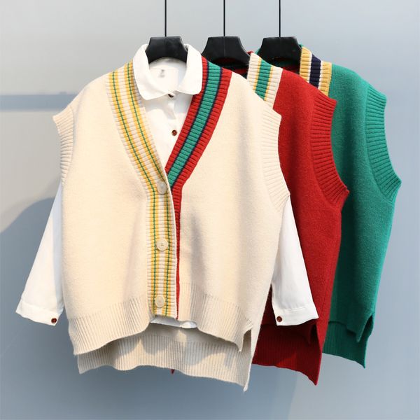 2020 new korean style loose v-neck vest sleeveless sweater coat cardigan women yfnt460, Black;white
2020 new korean style loose v-neck vest sleeveless sweater coat cardigan women yfnt460, Black;white