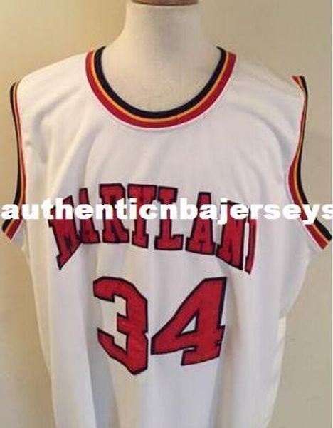 #34 len bias 1985 maryland terps basketball jersey white,yellow,stitched rev30 jersey, custom any name,number and sizes vest jerseys, Gray