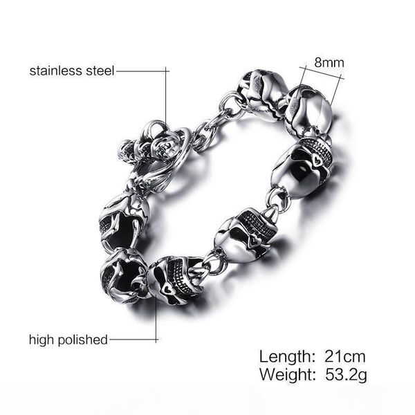 gifts personality 21cm*8mm jewelry men punk gothic emo harley biker skull silver stainless steel bracelet 8mm wide, Golden;silver
gifts personality 21cm*8mm jewelry men punk gothic emo harley biker skull silver stainless steel bracelet 8mm wide, Golden;silver