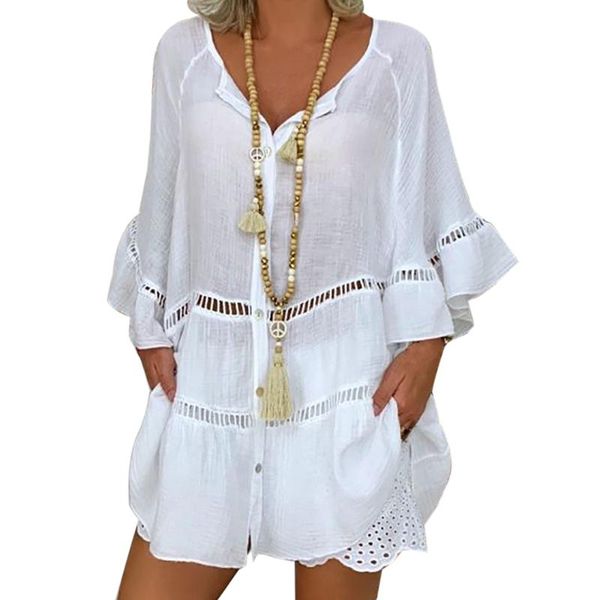 large size loose women blouse 2020 summer blouses cotton and linen v-neck button cutout shirt women hollow out, Black;blue
large size loose women blouse 2020 summer blouses cotton and linen v-neck button cutout shirt women hollow out, Black;blue