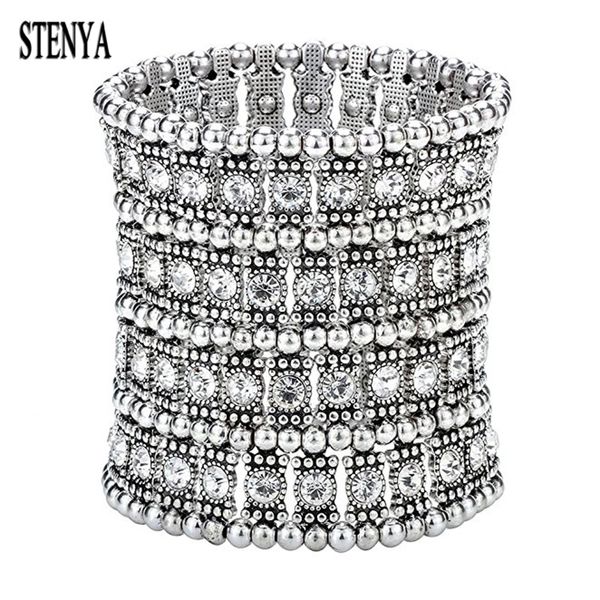 stenya 4 stand multilayer bracelet stretch exaggeration openable elastic crystal bangle wedding party cuff vintage charm jewelry, Black
stenya 4 stand multilayer bracelet stretch exaggeration openable elastic crystal bangle wedding party cuff vintage charm jewelry, Black