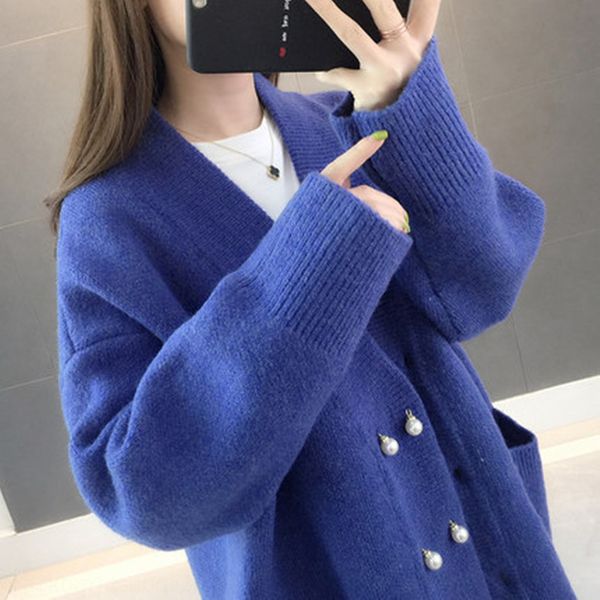 fzudr 2020 autumn and winter new sweater pearl buckle knitwear women's double row pearl buckle simple knitwear cardigan women's lo, White;black
fzudr 2020 autumn and winter new sweater pearl buckle knitwear women's double row pearl buckle simple knitwear cardigan women's lo, White;black