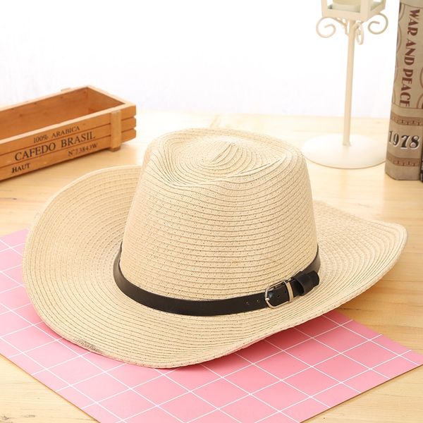 men's sun sun western cowboy women's fashionable beach large solid color small gift hat sunshade straw hat, Blue;gray
men's sun sun western cowboy women's fashionable beach large solid color small gift hat sunshade straw hat, Blue;gray