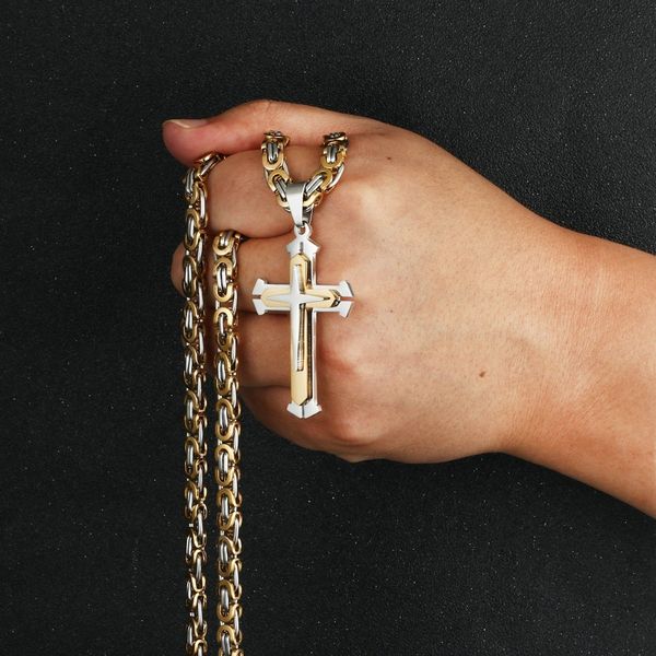 gold silver color stainless steel 3 layers knight cross pendants necklaces male jewelry byzantine chain men body jewelry nc05 y200730
gold silver color stainless steel 3 layers knight cross pendants necklaces male jewelry byzantine chain men body jewelry nc05 y200730