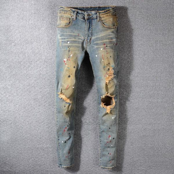 fashion streetwear men jeans retro wash slim fit paint designer ripped jeans men printed pants destroyed hip hop jeans t200410, Black
fashion streetwear men jeans retro wash slim fit paint designer ripped jeans men printed pants destroyed hip hop jeans t200410, Black