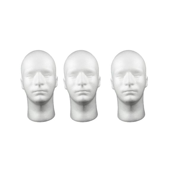 3 pieces man styrofoam foam mannequin head for glasses headsets f/ salon, White
3 pieces man styrofoam foam mannequin head for glasses headsets f/ salon, White