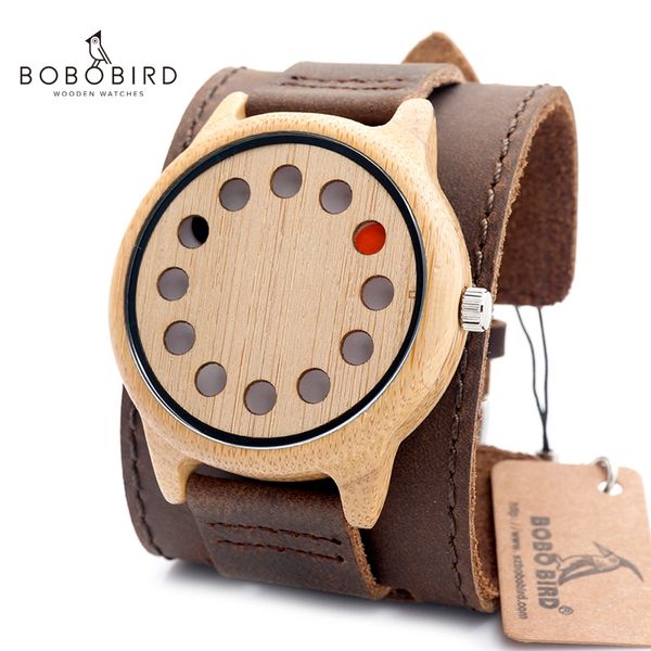 bobo bird eco-friendly wooden wristwatch mens unique holes design leather quartz watch with leather strap, Slivery;brown
bobo bird eco-friendly wooden wristwatch mens unique holes design leather quartz watch with leather strap, Slivery;brown