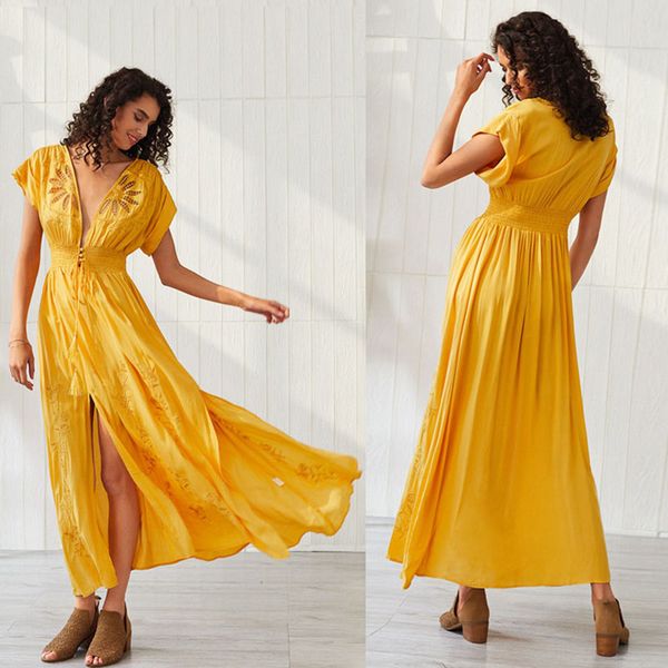 casual dresses sundress for women deep v neck hollow out embroidered floral split summer dress bohemian long, Black;gray
casual dresses sundress for women deep v neck hollow out embroidered floral split summer dress bohemian long, Black;gray