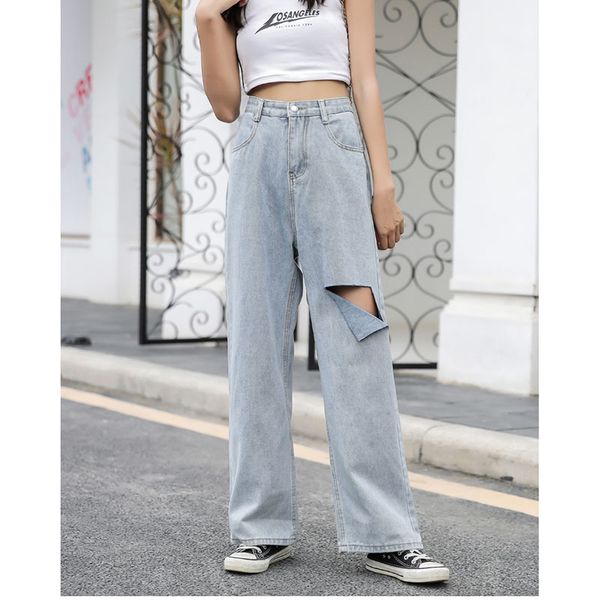 jeans women high waist ripped loose and thin 2020 new mopping wide legs drape high waist straight solid color fashion pants b1, Blue
jeans women high waist ripped loose and thin 2020 new mopping wide legs drape high waist straight solid color fashion pants b1, Blue
