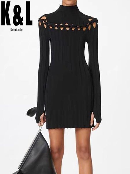 k&l half high neck openwork knitted knitted dress women autumn 2020 new minimalist style long sleeve tight midi skirt, Black;gray
k&l half high neck openwork knitted knitted dress women autumn 2020 new minimalist style long sleeve tight midi skirt, Black;gray