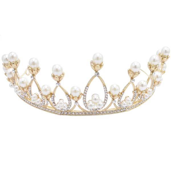 classic simulated pearl with rhinestone handmade headpiece copper alloy crown for bridal wedding jewelry gift, White;golden
classic simulated pearl with rhinestone handmade headpiece copper alloy crown for bridal wedding jewelry gift, White;golden