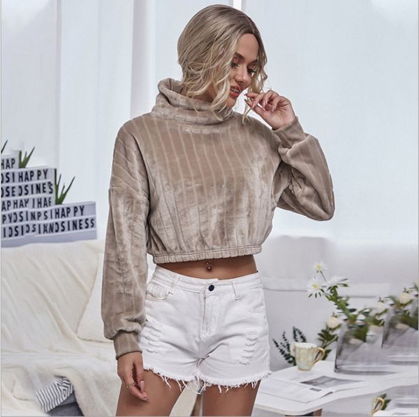 spring autumn winter new women's pullover solid color high collar long sleeve thread fashion leisure short blouse, White;black
spring autumn winter new women's pullover solid color high collar long sleeve thread fashion leisure short blouse, White;black