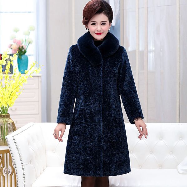 fashion female full sleeve single breasted slim faux fur coat middle age womens fake jacket with fur collar t117, Black
fashion female full sleeve single breasted slim faux fur coat middle age womens fake jacket with fur collar t117, Black