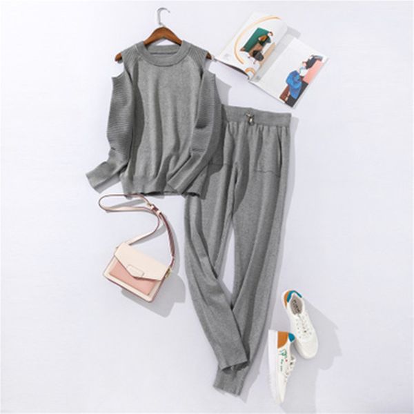 2020 knitted off-shoulder sweaters and pants sets 2pcs track suits autumn and winter knit trousers+jumper clothing set, White
2020 knitted off-shoulder sweaters and pants sets 2pcs track suits autumn and winter knit trousers+jumper clothing set, White
