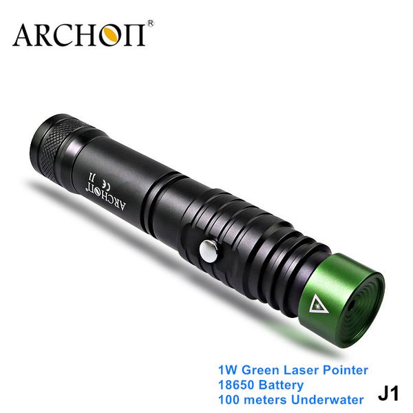 Archon J1 18650 Underwater Green Laser Pointer 1w Long Sthrow Spotlight 100m Depth Tourist Diving Torch Light