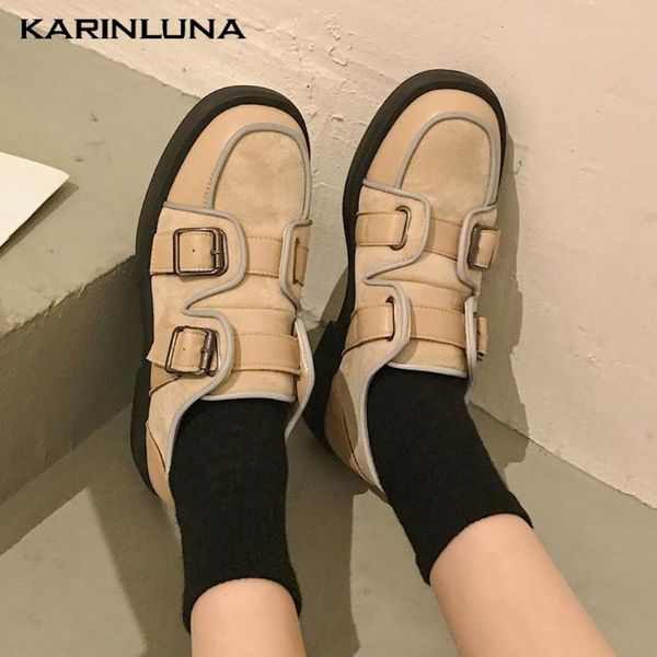 karin new ins brand designers buckles fashion spring leisure flat casual woman shoes flats, Black