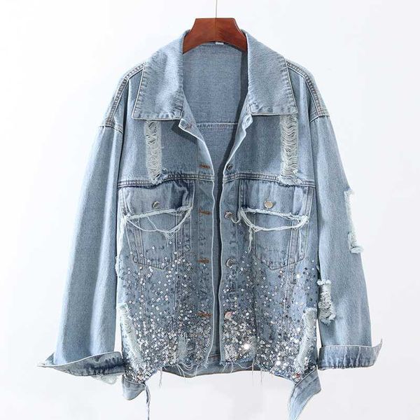 fashion sequins loose korean burr hole washed blue denim jacket women 2020 autumn vintage cowboy coat female casual jean jacket, Black;brown
fashion sequins loose korean burr hole washed blue denim jacket women 2020 autumn vintage cowboy coat female casual jean jacket, Black;brown