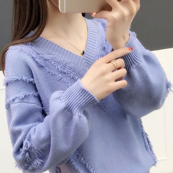 women's sweaters v-neck sweater early spring 2021 autumn korean-style net red pullover loose women, White;black
women's sweaters v-neck sweater early spring 2021 autumn korean-style net red pullover loose women, White;black