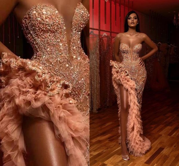 gorgeous sweetheart crystals beaded prom dresses 2020 -2021 high slit evening gowns formal party dress, Black
gorgeous sweetheart crystals beaded prom dresses 2020 -2021 high slit evening gowns formal party dress, Black