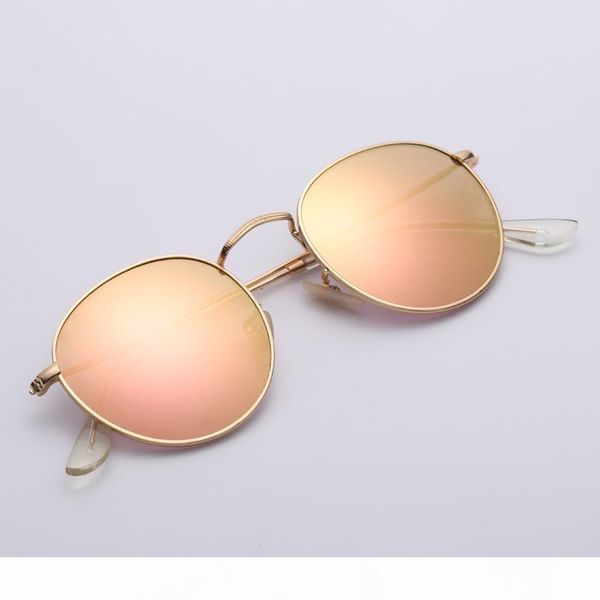 designer sunglasses round metal model sun glass lenses for men women with brown or black leather case, cloth, grey box, and all accessories, White;black
