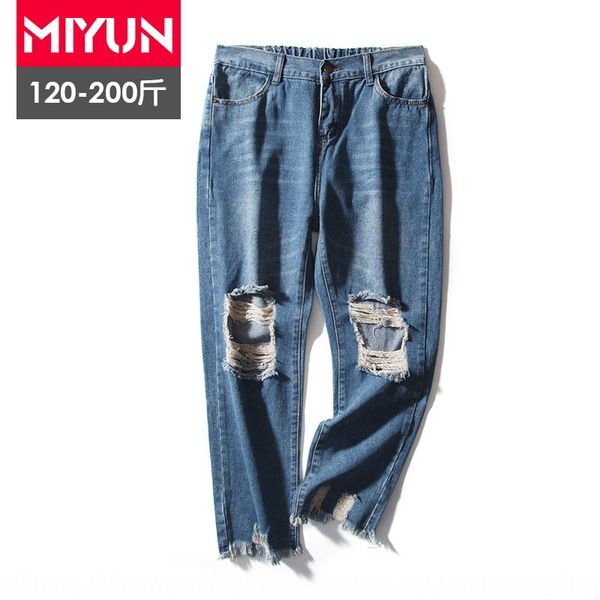 ub630 fashion trendsetter hole-breaking plus plus size women's and trousers and jeans clothing 200kg ankle-length pants half elastic wa, Blue
ub630 fashion trendsetter hole-breaking plus plus size women's and trousers and jeans clothing 200kg ankle-length pants half elastic wa, Blue