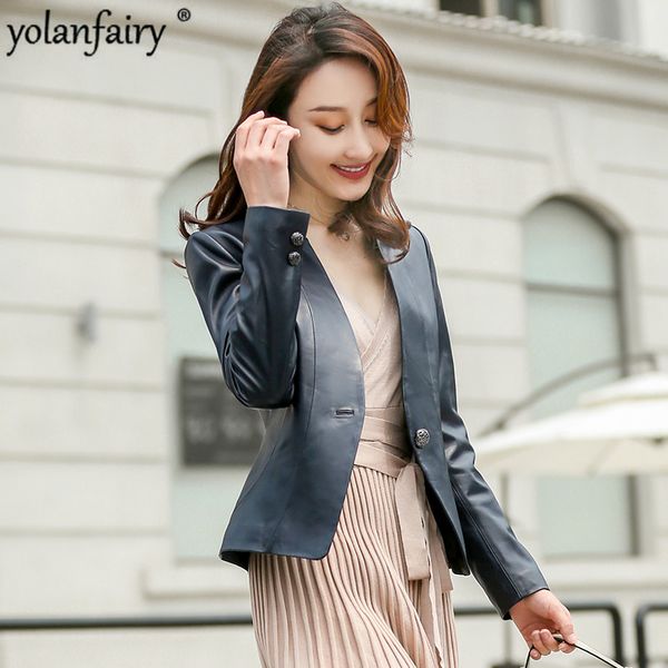 women's genuine leather jacket 2020 spring autumn sheepskin coat for women casual leather blazer korean veste femme z91758 kj, Black
women's genuine leather jacket 2020 spring autumn sheepskin coat for women casual leather blazer korean veste femme z91758 kj, Black