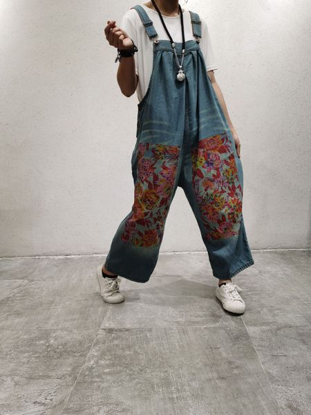 ikgh7 march printed large size denim suspender wide leg trousers sling sling pants women's spring and summer new loose korean style sus, Blue
ikgh7 march printed large size denim suspender wide leg trousers sling sling pants women's spring and summer new loose korean style sus, Blue