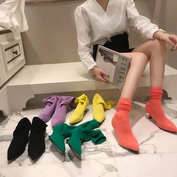genshuo sock boots elastic half boots stretch knitted slim women's spring autumn for women pointed toe shoes woman, Black
genshuo sock boots elastic half boots stretch knitted slim women's spring autumn for women pointed toe shoes woman, Black