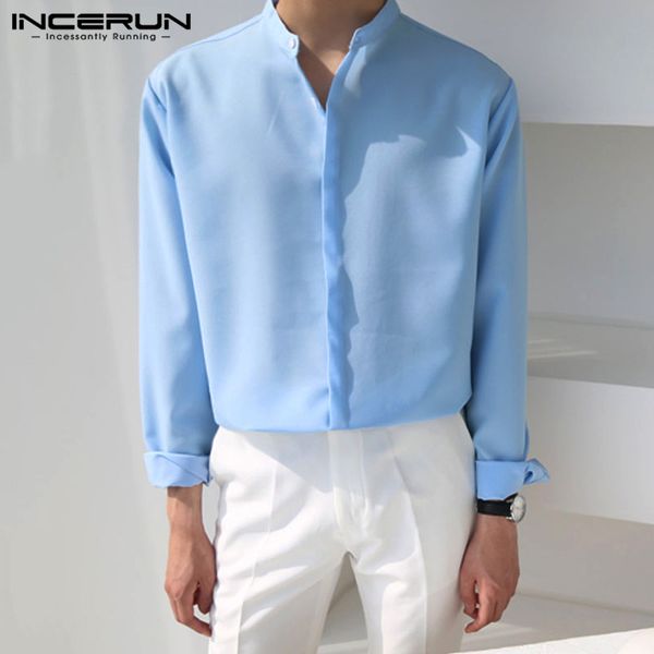 incerun 2020 fashion men casual shirt streetwear long sleeve stand collar button blouse korean solid color mens brand shirts 5xl, White;black
incerun 2020 fashion men casual shirt streetwear long sleeve stand collar button blouse korean solid color mens brand shirts 5xl, White;black