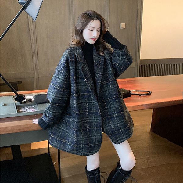 women's wool & blends elegant vintage lattice mid length woolen coat women winter thickened warm jacket plus size lapel double breasted, Black
women's wool & blends elegant vintage lattice mid length woolen coat women winter thickened warm jacket plus size lapel double breasted, Black