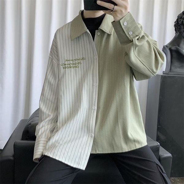 asymmetric design long sleeve shirts for men korean fashion clothing mens loose fit oversized vertical striped dress shirts, White;black
asymmetric design long sleeve shirts for men korean fashion clothing mens loose fit oversized vertical striped dress shirts, White;black