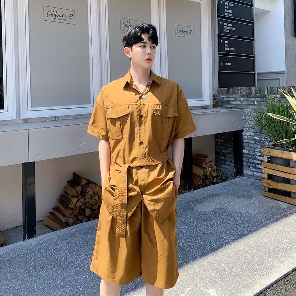 ewq / men's wear summer fashion cotton all-match 2 pieces set male 2020 streetwear new short sleeve shirt + short with belt 2951, White;black
ewq / men's wear summer fashion cotton all-match 2 pieces set male 2020 streetwear new short sleeve shirt + short with belt 2951, White;black