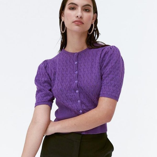 vintage ribbed women knitted cardigan autumn 2020 o neck single breasted short sleeve retro french knitwear cotton cardigan, White
vintage ribbed women knitted cardigan autumn 2020 o neck single breasted short sleeve retro french knitwear cotton cardigan, White