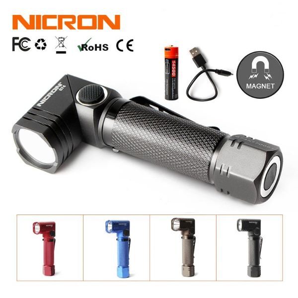 Nicron 4 Colors Portable Corner Twist 600 Lm Waterproof Ip65 14500 Usb Rechargeable Battery Mini Led Torch Light B74