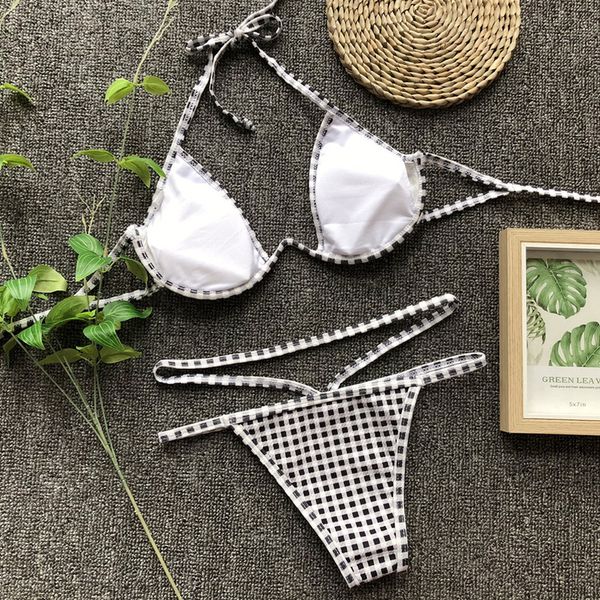 bikini 2020 micro bikinis set stripe patchwork women swimwear swimsuit halter print biquini bathing suits, White;black
bikini 2020 micro bikinis set stripe patchwork women swimwear swimsuit halter print biquini bathing suits, White;black