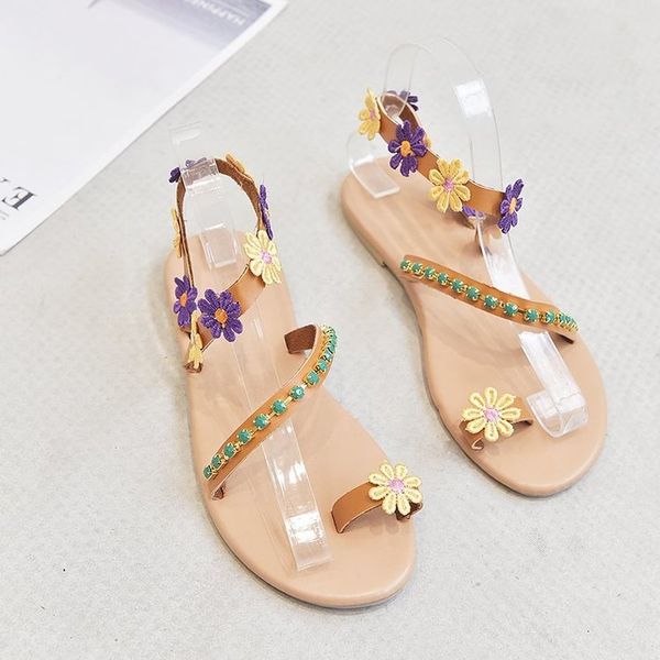 women's sandals casual shoes fashion summer sandal bohemian crystal flower flat-soled shoes sandalias mujer 2020, Black
women's sandals casual shoes fashion summer sandal bohemian crystal flower flat-soled shoes sandalias mujer 2020, Black