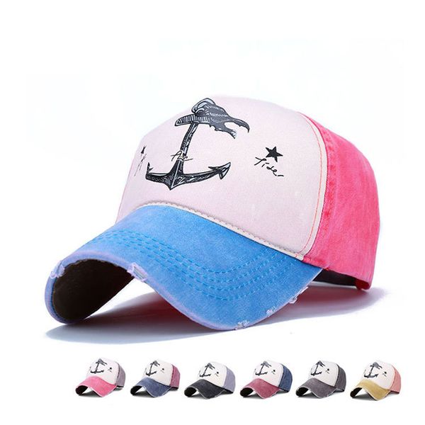 hip hop snapback hats couples hat man woman pure cotton baseball caps do old pirate ship anchor gorras wash cap, Blue;gray