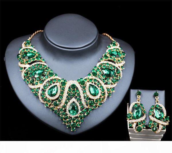 wholesale artificial jewelry necklace earrings set wedding bridal crystal rhinestone pendant necklace blue green red party prom gold jewelry, Silver
wholesale artificial jewelry necklace earrings set wedding bridal crystal rhinestone pendant necklace blue green red party prom gold jewelry, Silver