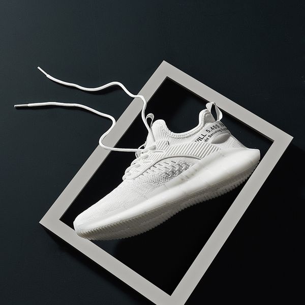 2020 new mesh men shoe casual lace-up sneakers men shoes lightweight comfortable breathable walking shoes, Black