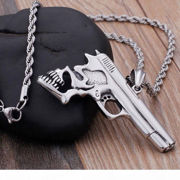 personality men's pistol shape necklaces & pendants friends skull pendant for men casting stainless steel biker jewelry new, Silver
personality men's pistol shape necklaces & pendants friends skull pendant for men casting stainless steel biker jewelry new, Silver