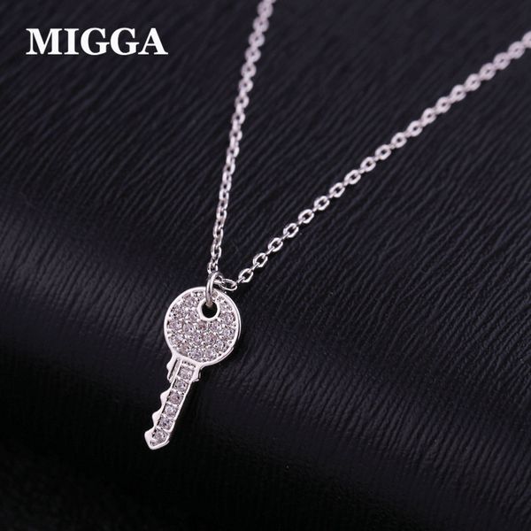 migga white gold color cubic zirconia mini key pendant necklace for women girls short choker chain, Silver
migga white gold color cubic zirconia mini key pendant necklace for women girls short choker chain, Silver
