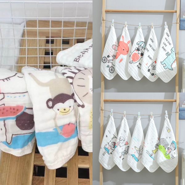 пять частей хлопка квадратный слюна пузырь марли ребенка лицо ребенка полотенце новорожденный марлевые квадратный полотенце