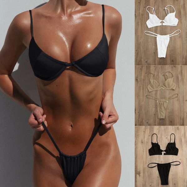 2020 summer swimsuit female bikini set women solid thong push up bra swimsuit swimwear bathing stretch beachwear, White;black
2020 summer swimsuit female bikini set women solid thong push up bra swimsuit swimwear bathing stretch beachwear, White;black
