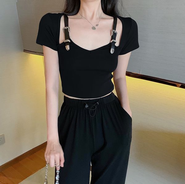 gruiiceen summer fashion straps hollow out t-shirt short style short sleeve slim woman tee shirts new streetwear female top, White
gruiiceen summer fashion straps hollow out t-shirt short style short sleeve slim woman tee shirts new streetwear female top, White