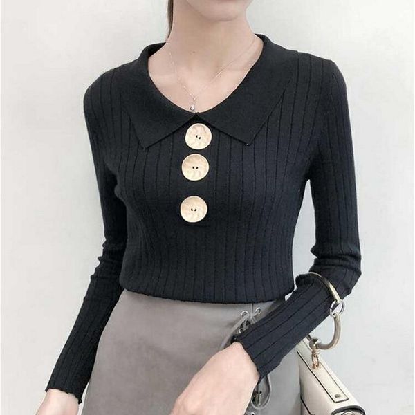 women's sweaters autumn women sweater wild slim sweaterturn-down collar long sleeve clothes knitted casual solid elegant pullover 2021, White;black
women's sweaters autumn women sweater wild slim sweaterturn-down collar long sleeve clothes knitted casual solid elegant pullover 2021, White;black