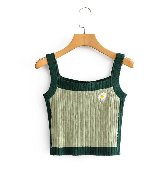 ins bm crop daisy knits camis sun tank vest, White
ins bm crop daisy knits camis sun tank vest, White